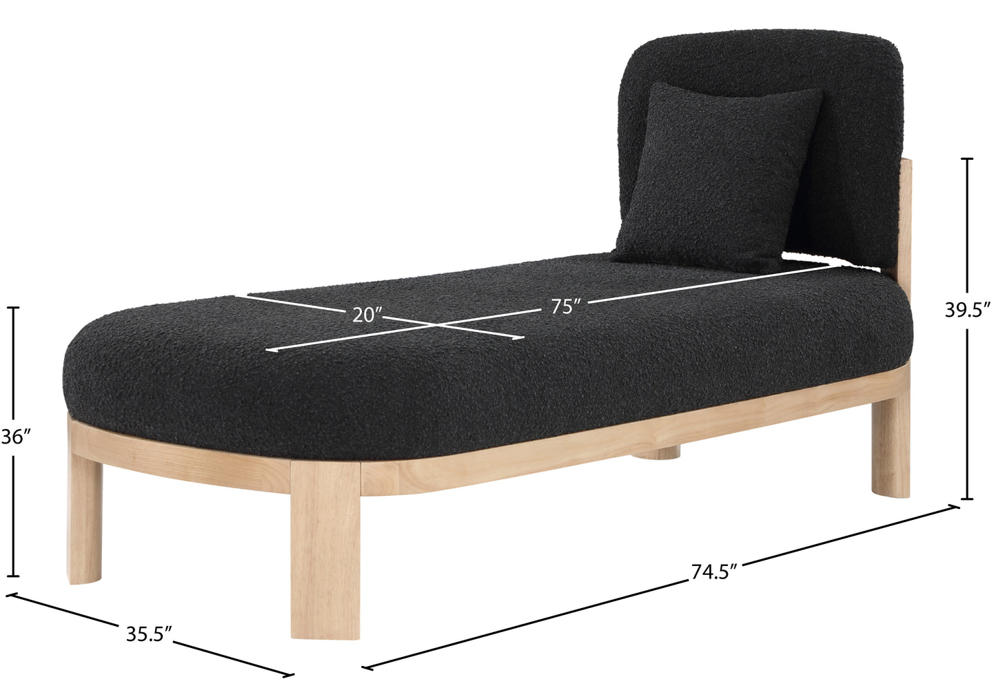 Maybourne Black Boucle Fabric Chaise/Bench