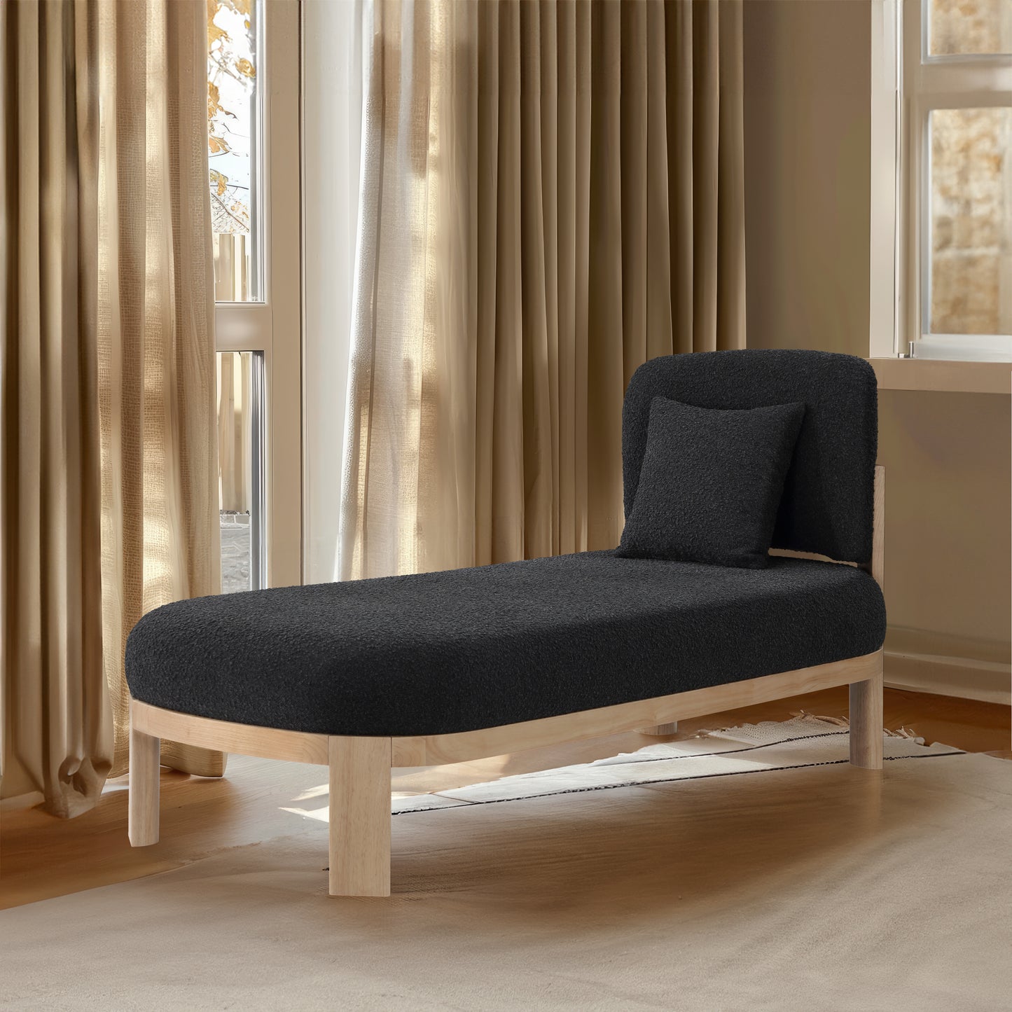 Maybourne Black Boucle Fabric Chaise/Bench
