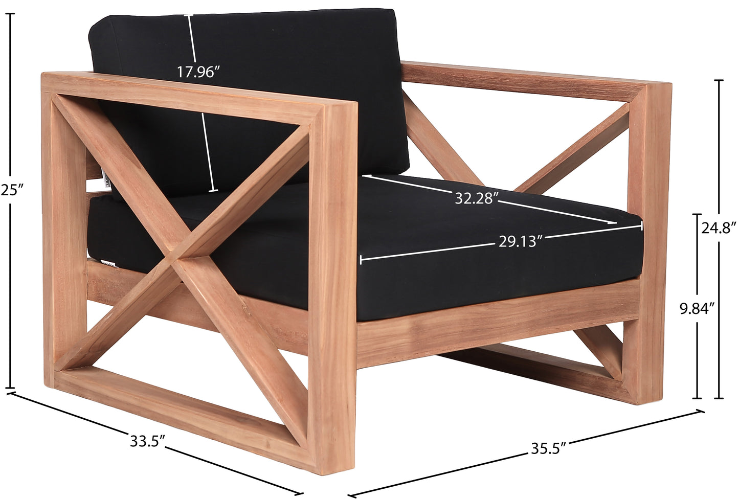Anguilla Black Water Resistant Fabric Outdoor Chair