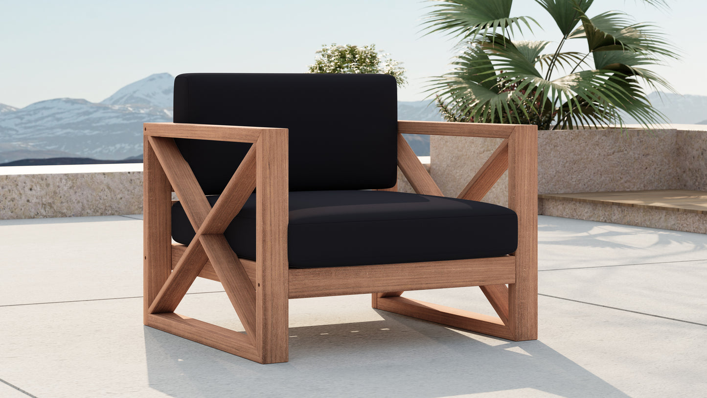 Anguilla Black Water Resistant Fabric Outdoor Chair