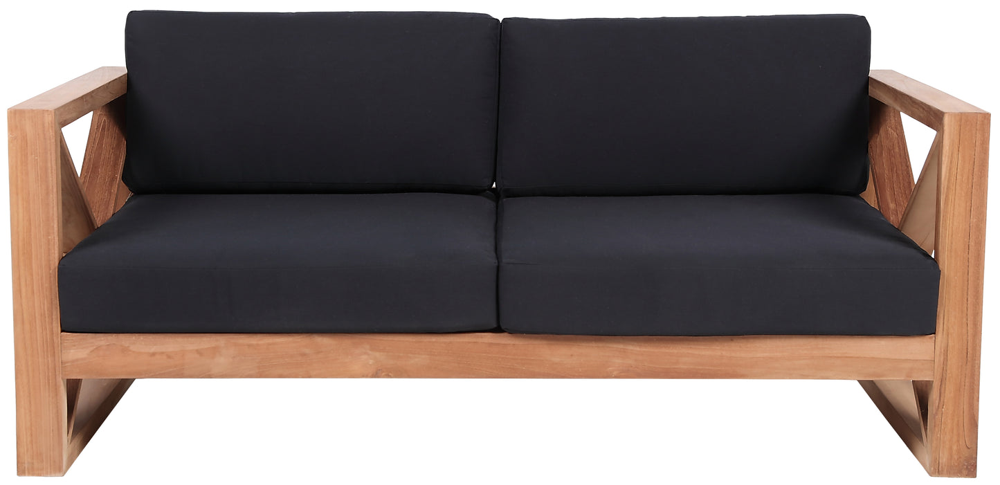 Anguilla Black Water Resistant Fabric Outdoor Loveseat