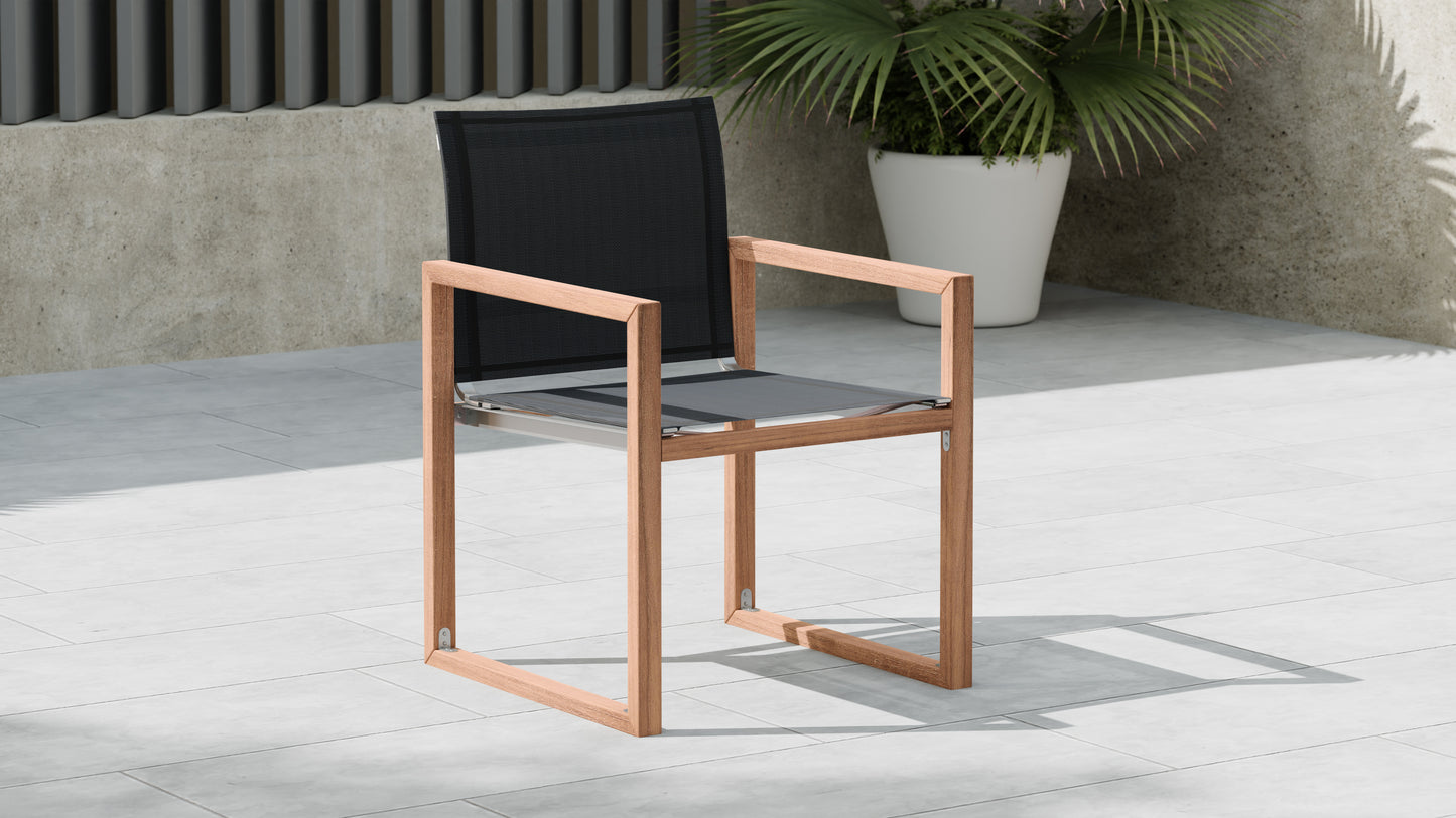 Tulum Black Water Resistant Fabric Outdoor Patio Dining Arm Chair