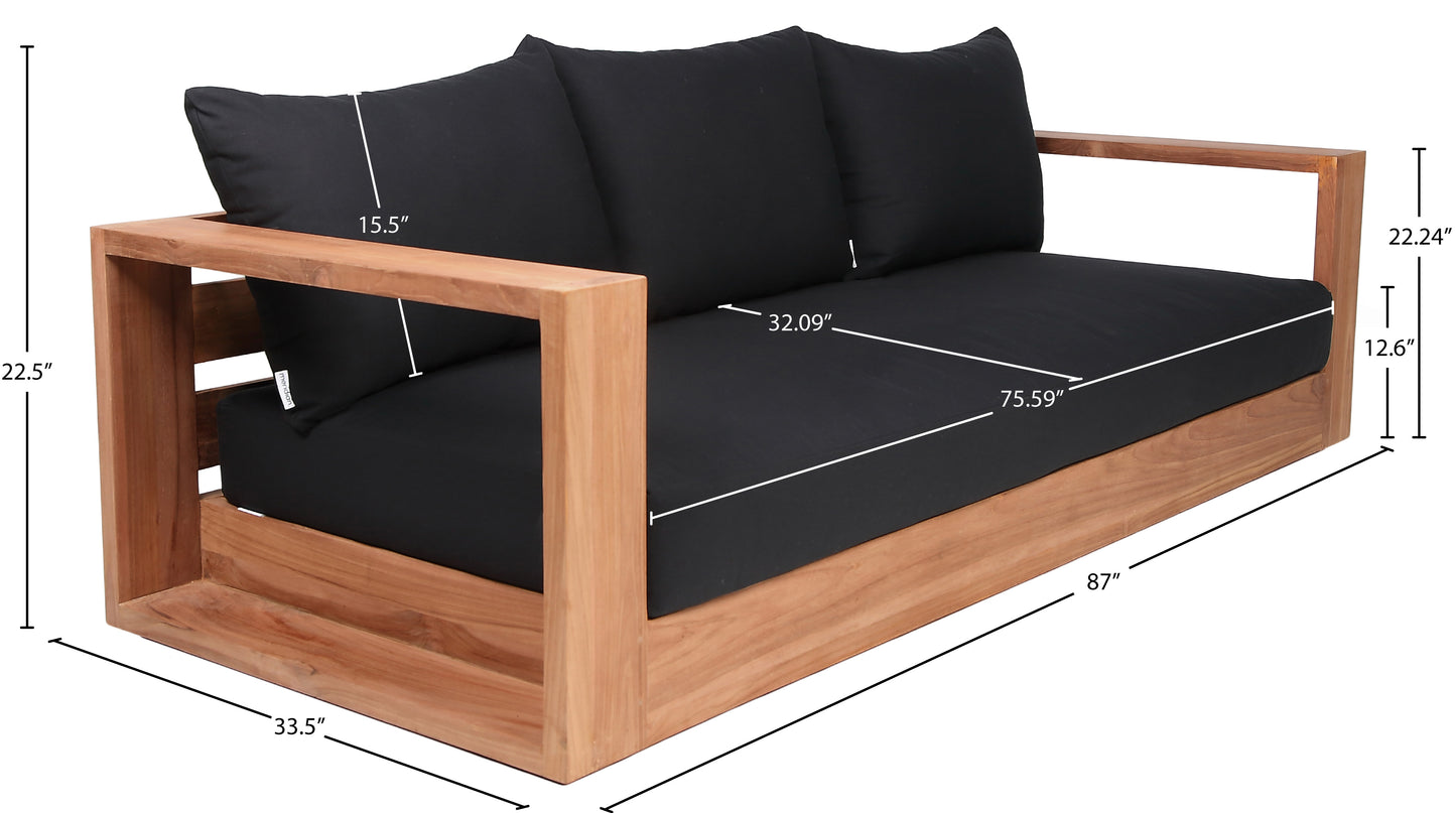 Tulum Black Water Resistant Fabric Outdoor Sofa