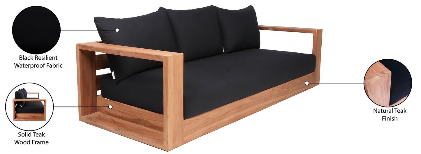 Tulum Black Water Resistant Fabric Outdoor Sofa
