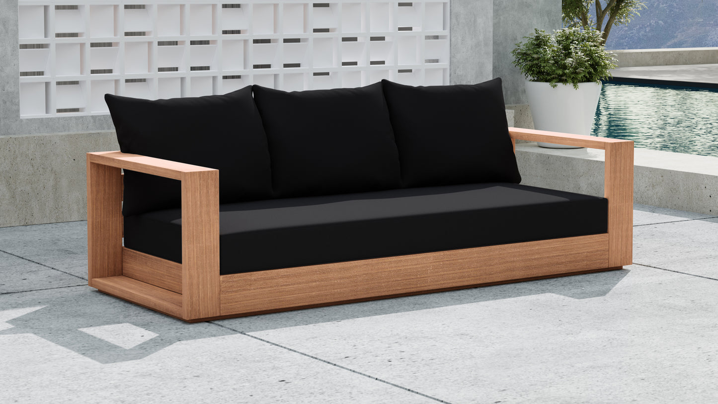 Tulum Black Water Resistant Fabric Outdoor Sofa