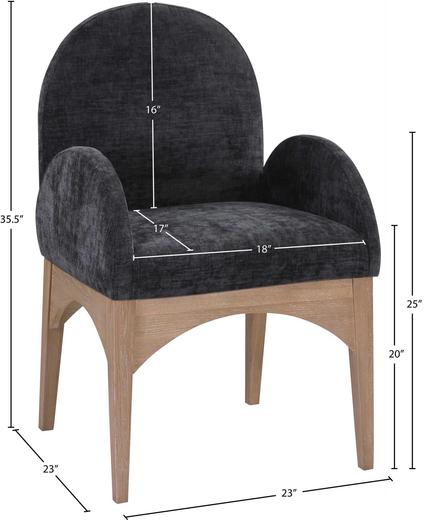 Waldorf Black Chenille Fabric Dining Chair