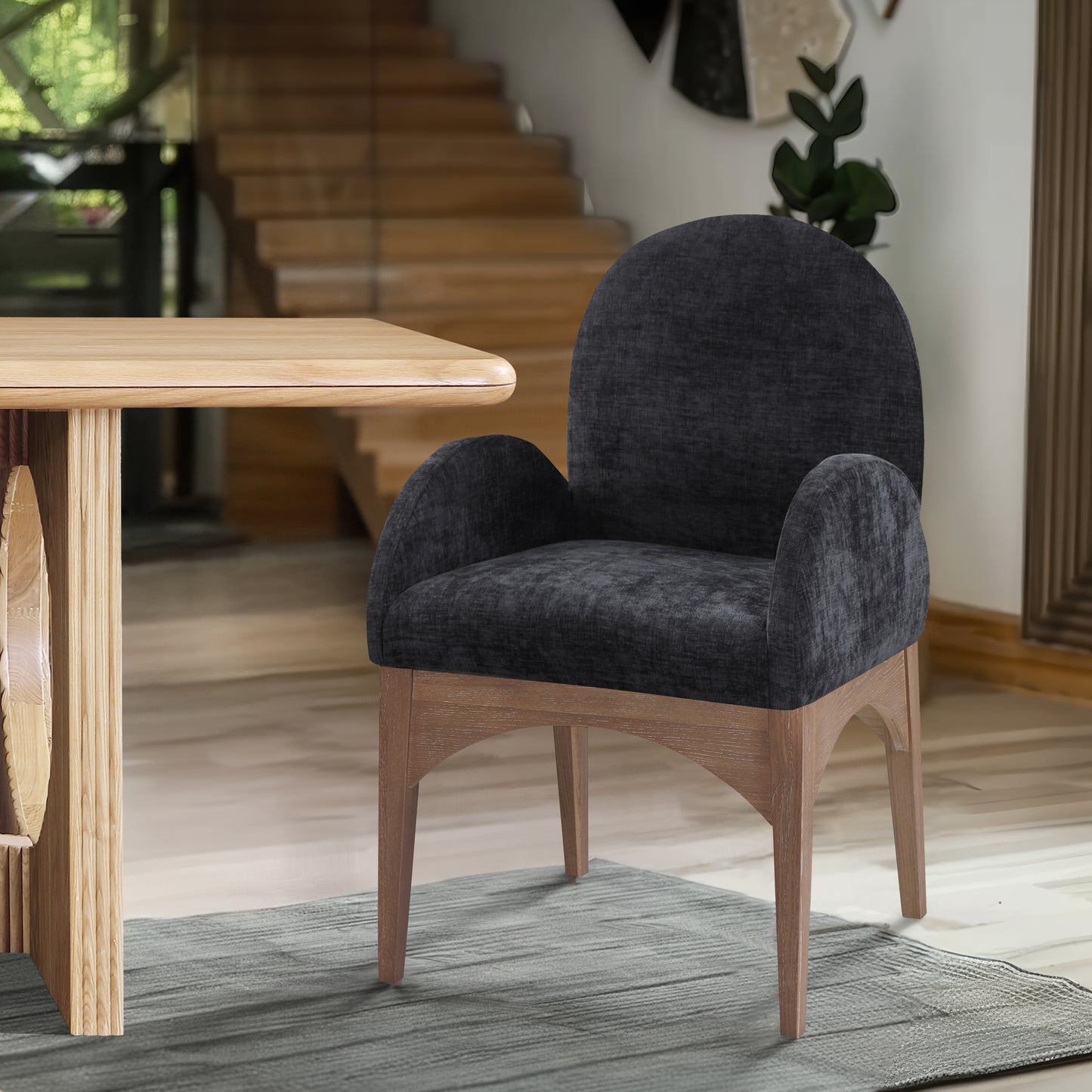 Waldorf Black Chenille Fabric Dining Chair