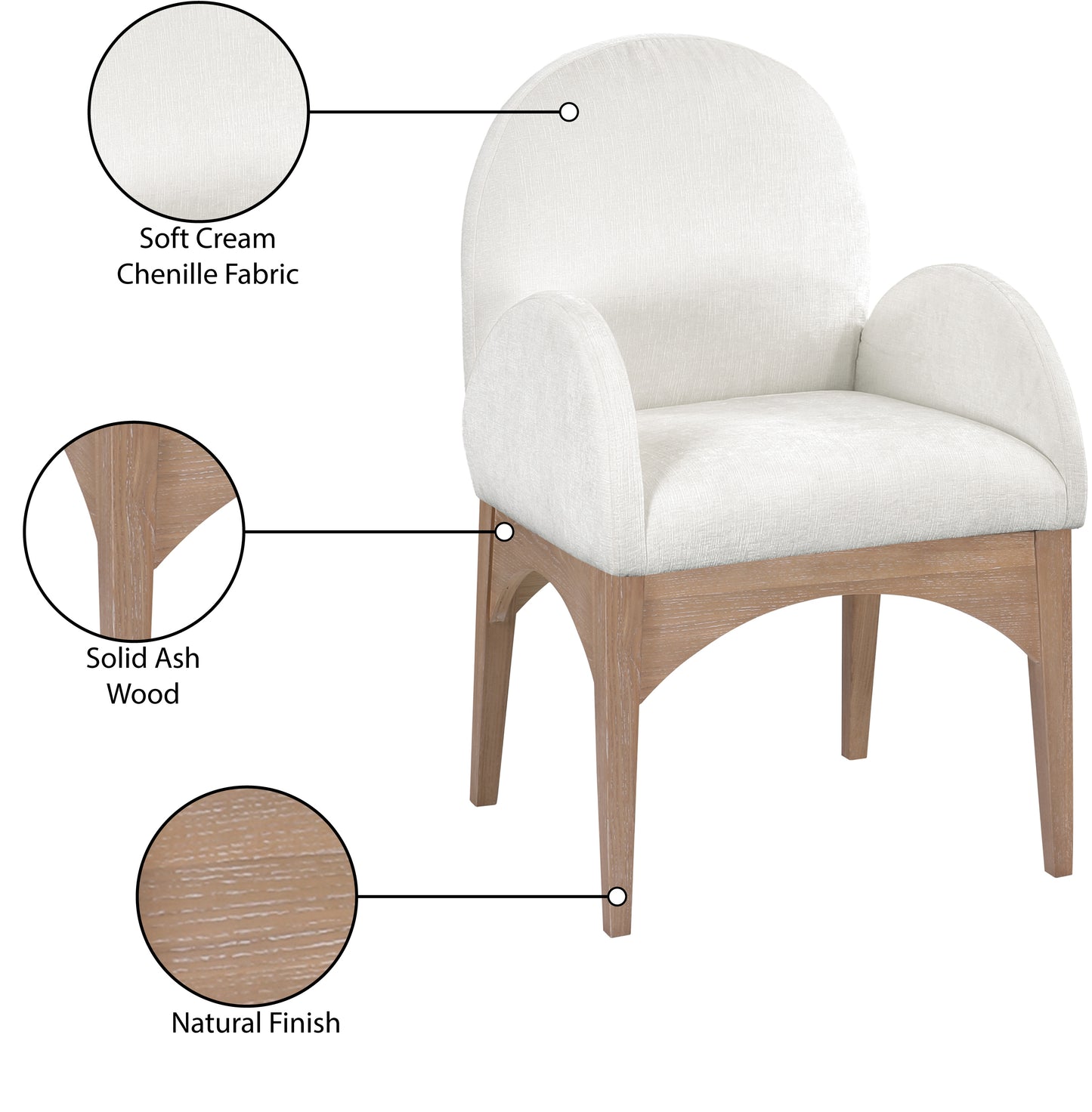Waldorf Black Chenille Fabric Dining Chair