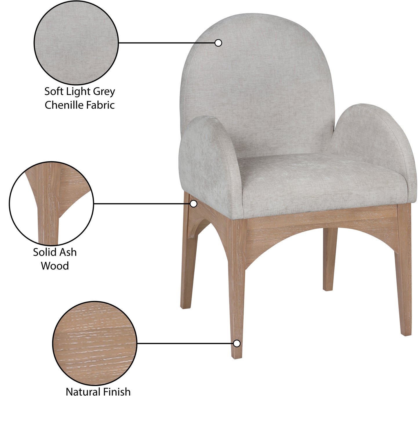 Waldorf Black Chenille Fabric Dining Chair