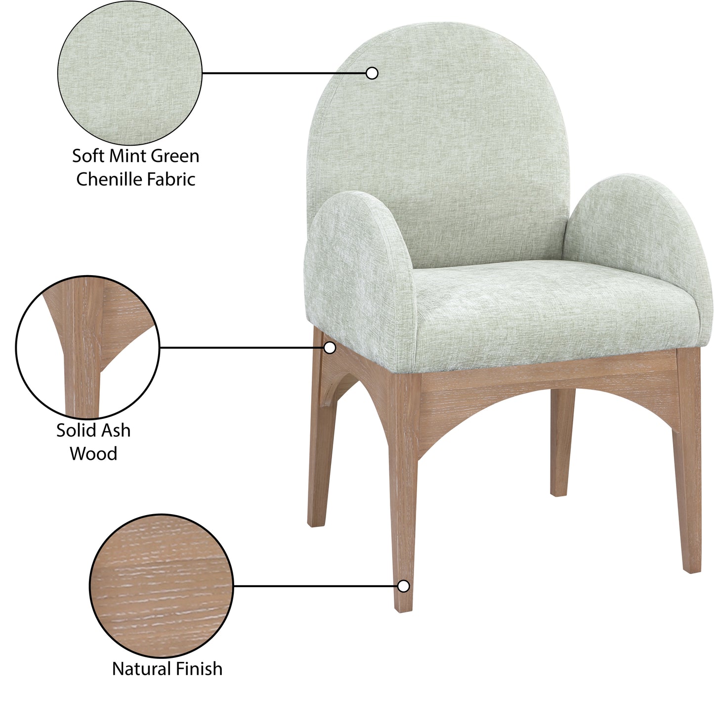 Waldorf Black Chenille Fabric Dining Chair