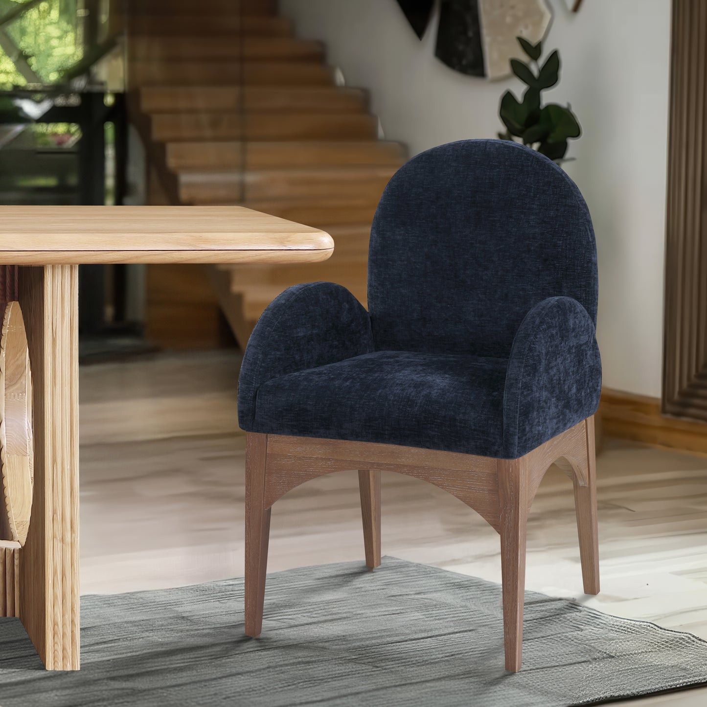 Waldorf Black Chenille Fabric Dining Chair