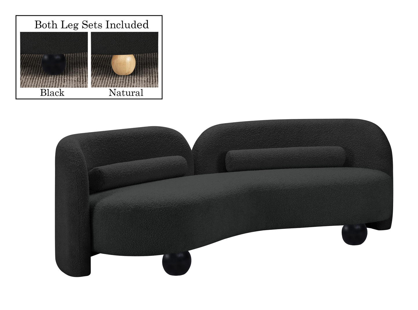 Daphne Black Boucle Fabric Sofa