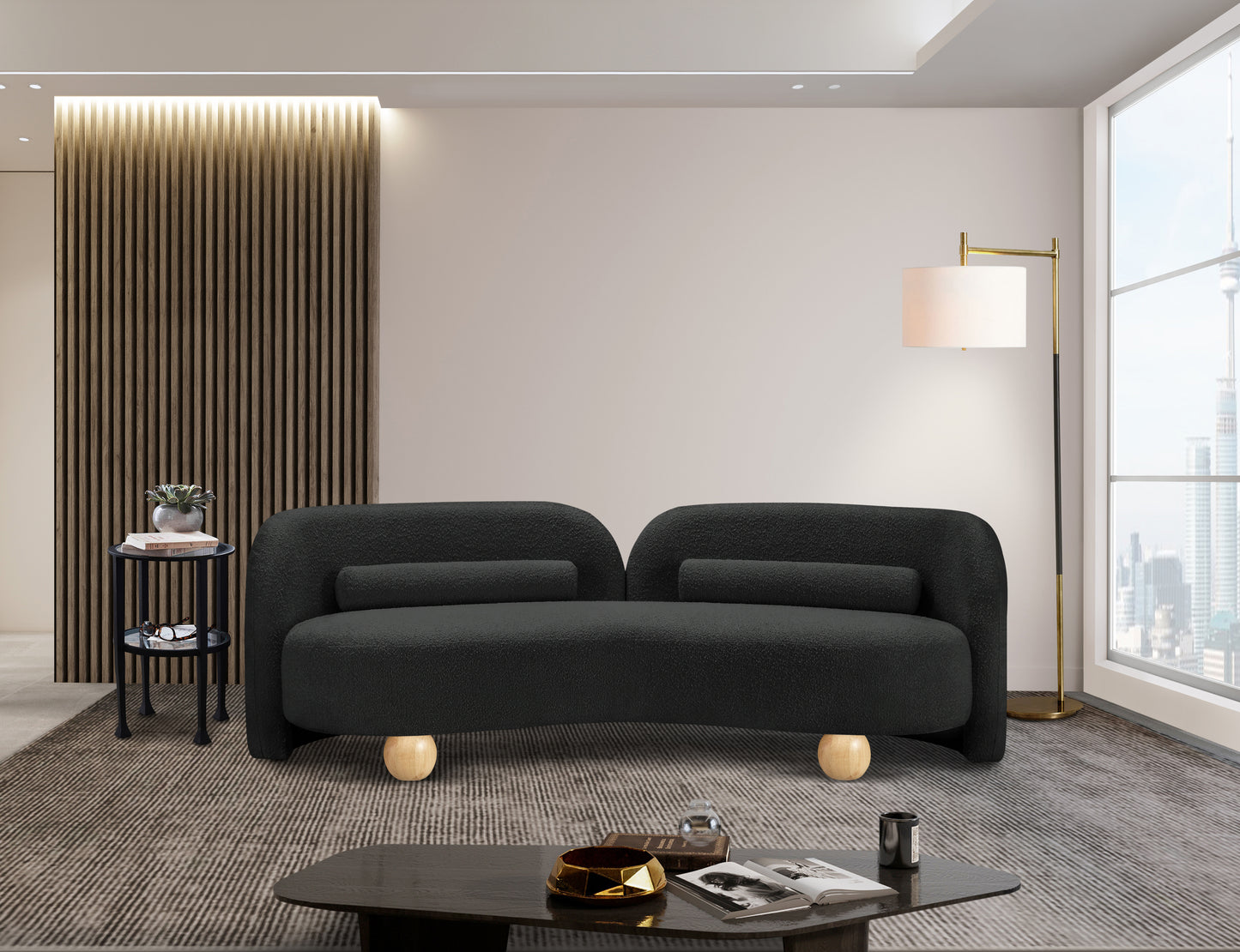 Daphne Black Boucle Fabric Sofa