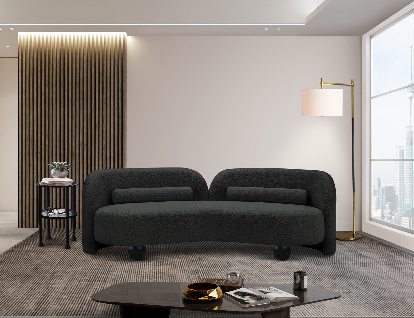 Daphne Black Boucle Fabric Sofa