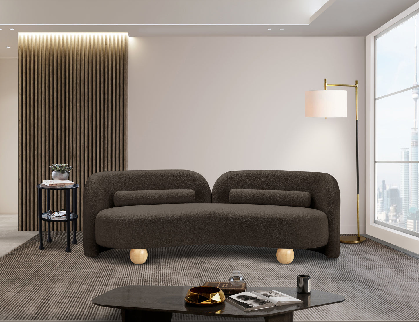 Daphne Black Boucle Fabric Sofa
