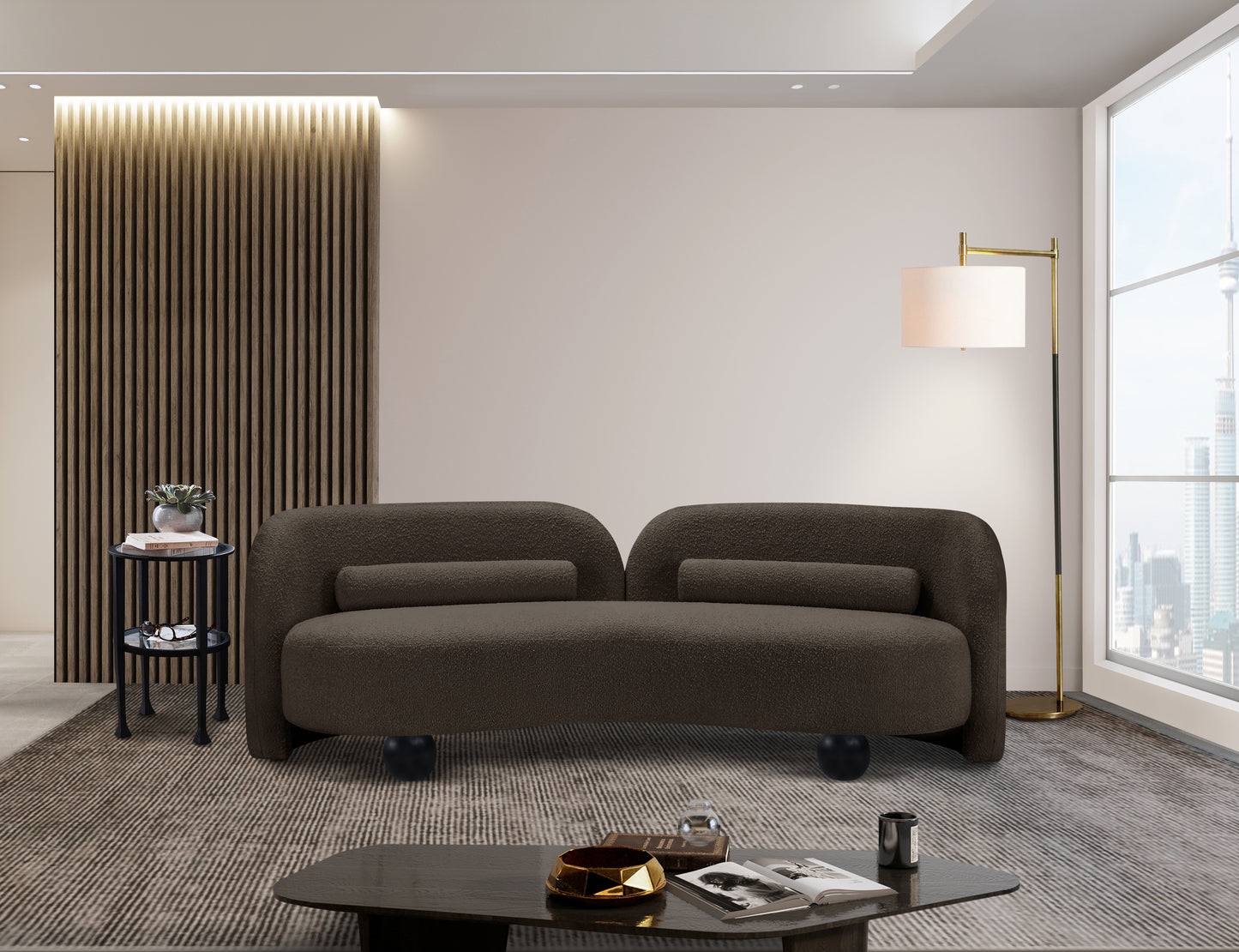 Daphne Black Boucle Fabric Sofa