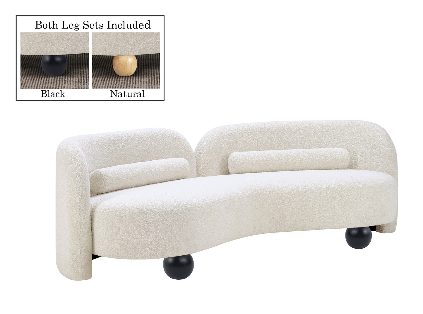 Daphne Black Boucle Fabric Sofa