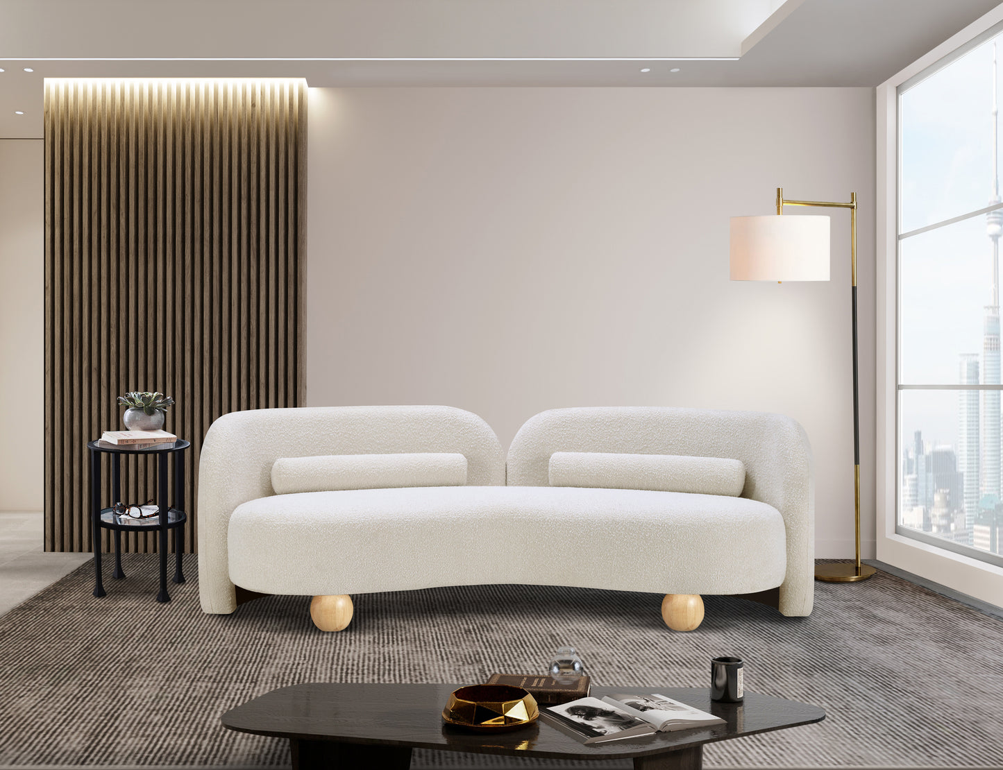 Daphne Black Boucle Fabric Sofa