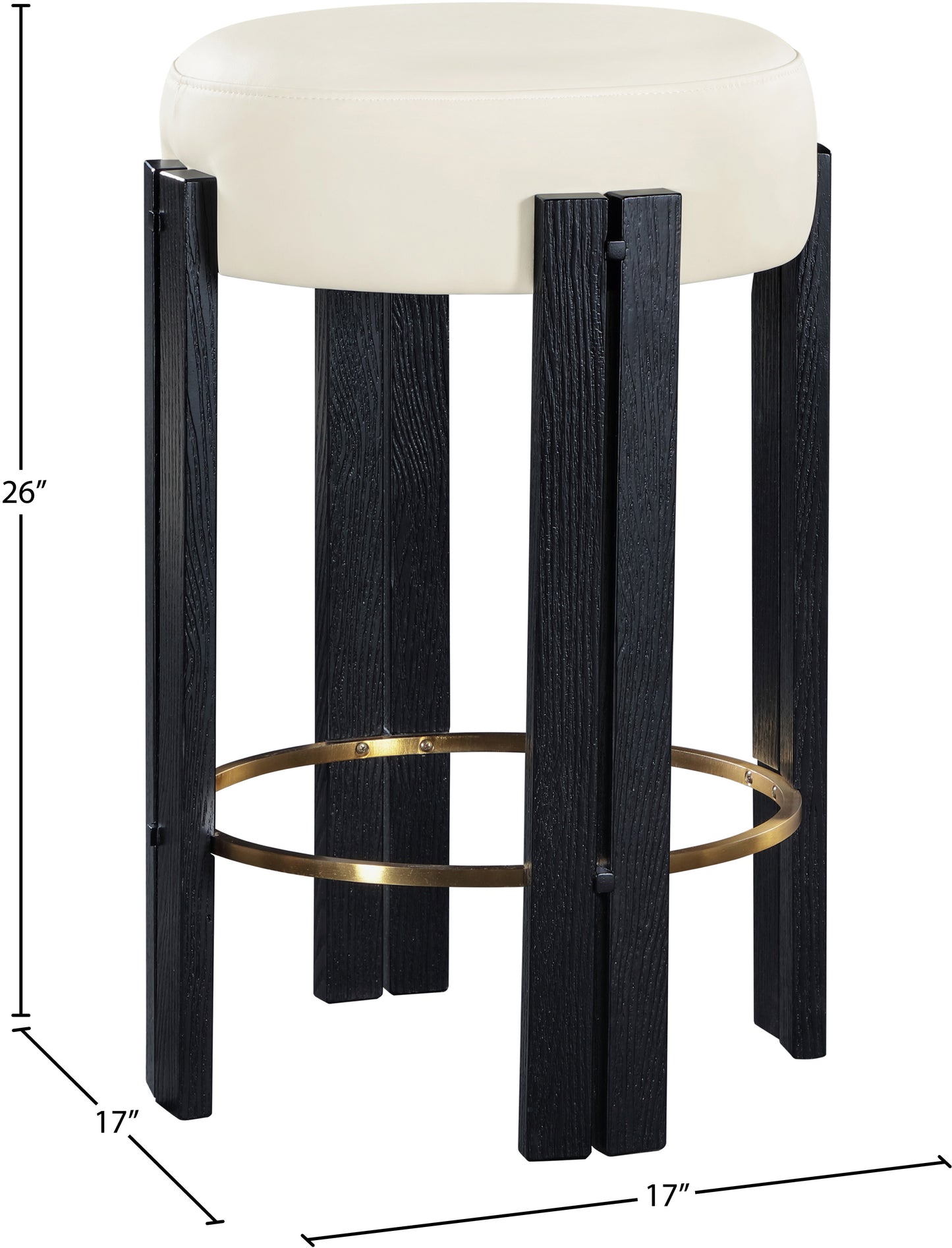 Harrison Black Vegan Leather Counter Stool