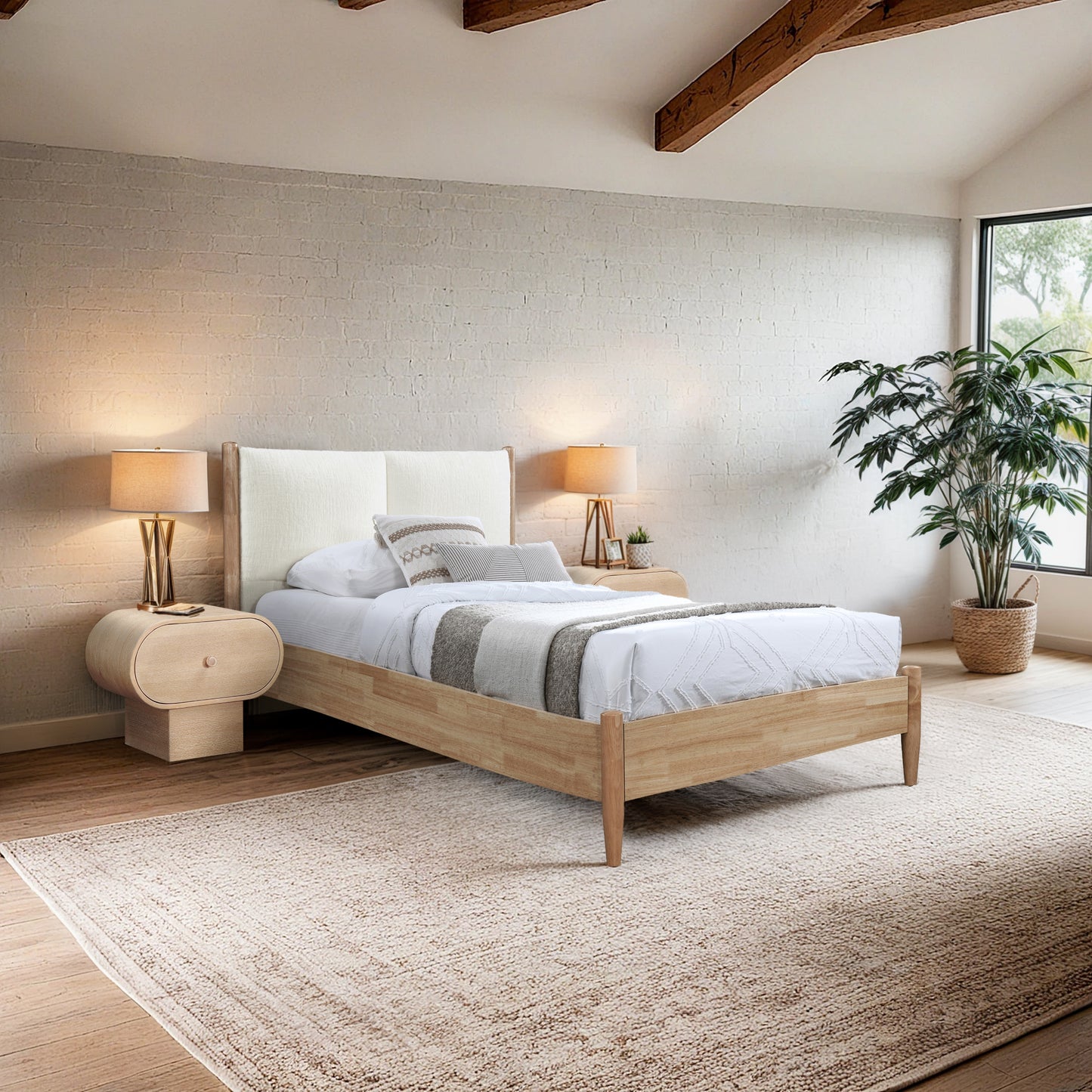 Arbor Cream Fabric Twin Bed