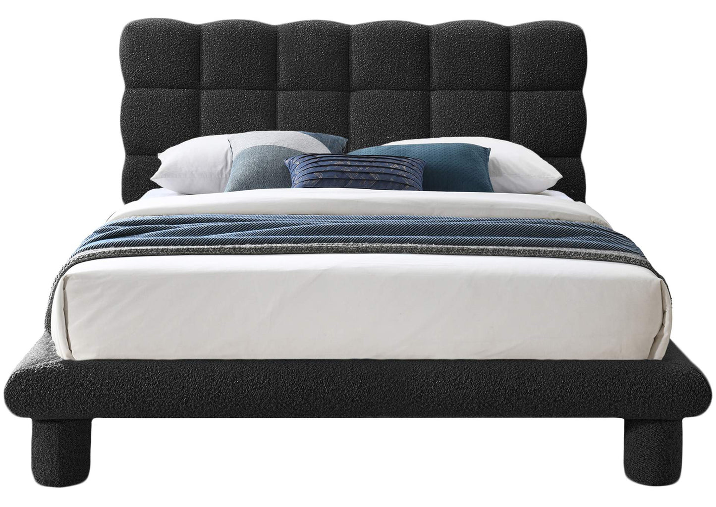 Deco Black Boucle Fabric King Bed