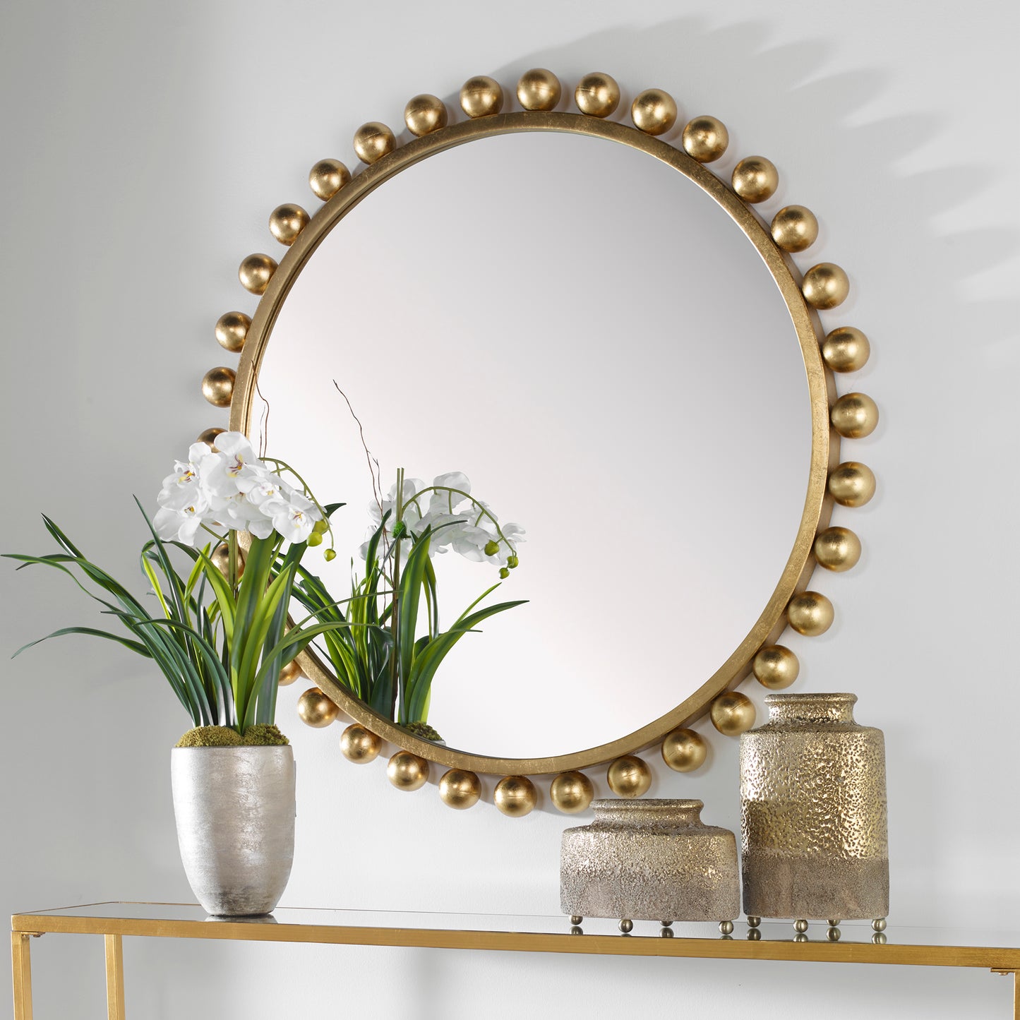 Cyra Black Round Mirror