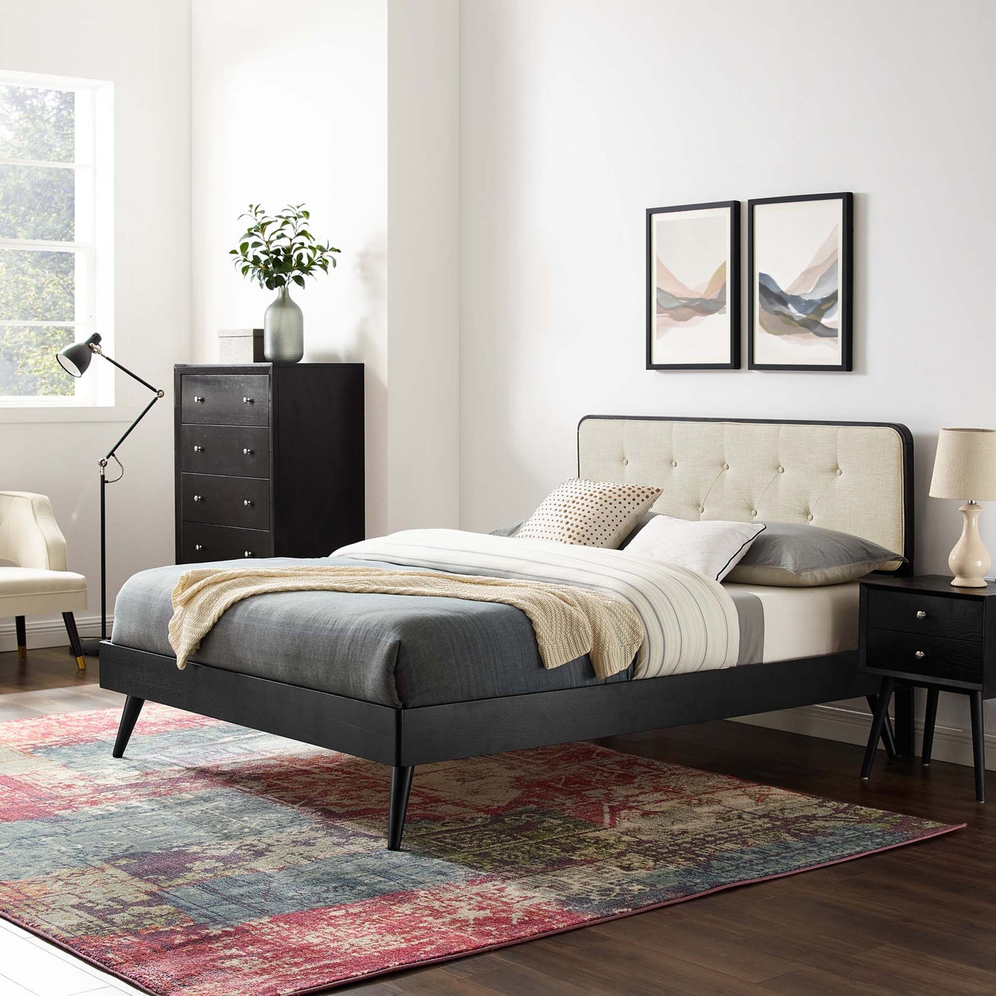 Bridgette Wood Queen Platform Bed With Splayed Legs by Modway