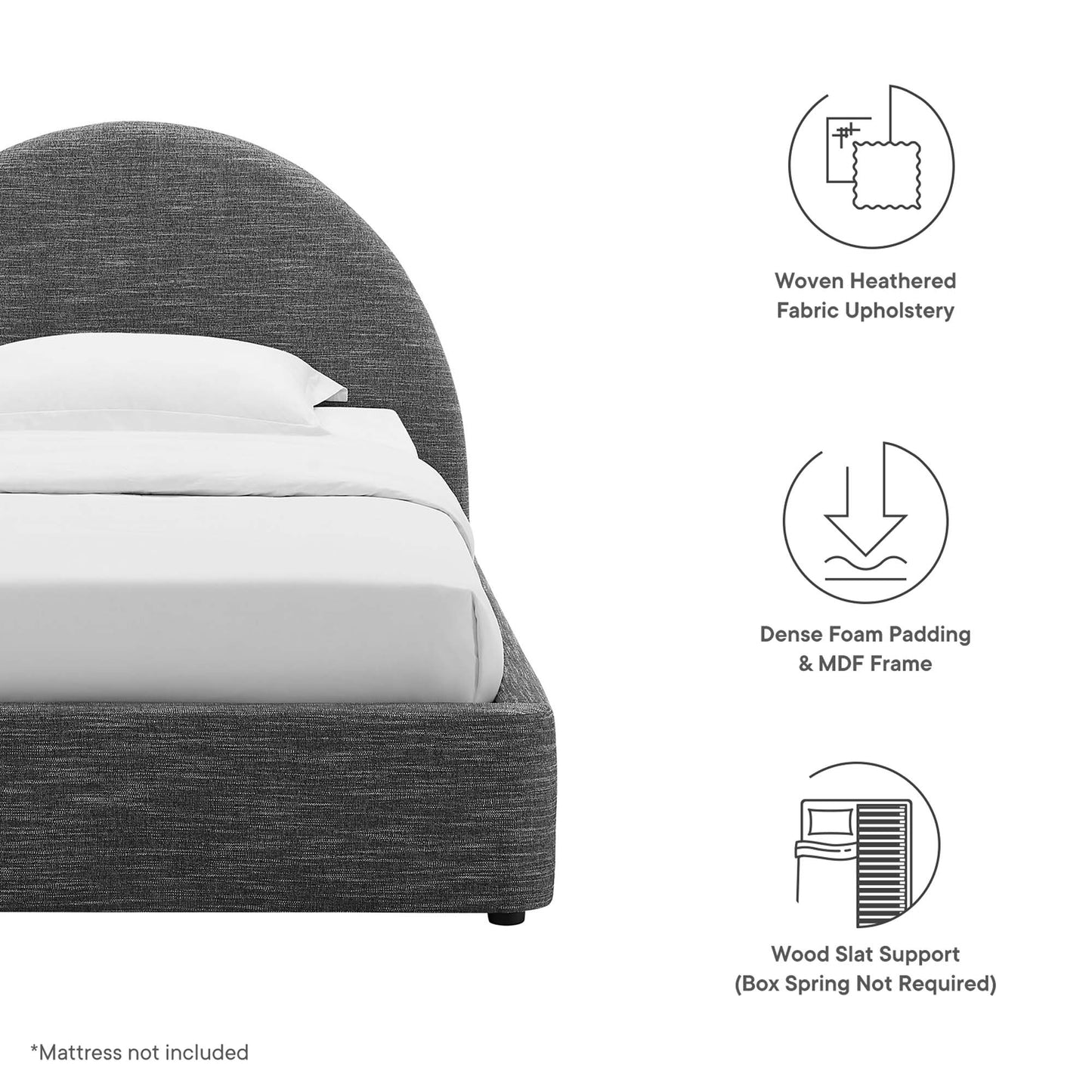 Resort Upholstered Fabric Arched Round Queen Platform Bed by Modway