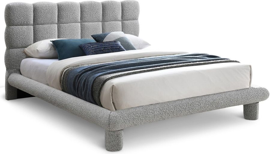 Deco Black Boucle Fabric King Bed