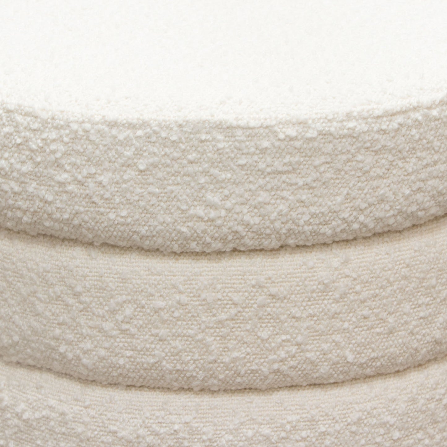 Helix Round Accent Ottoman in Ivory Boucle fabric