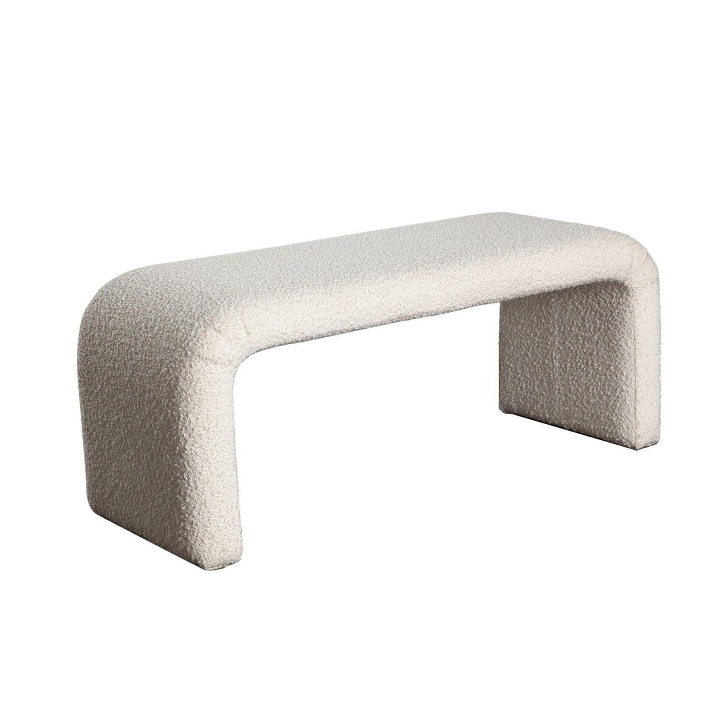 Conrad Accent Bench in Ivory Boucle Fabric