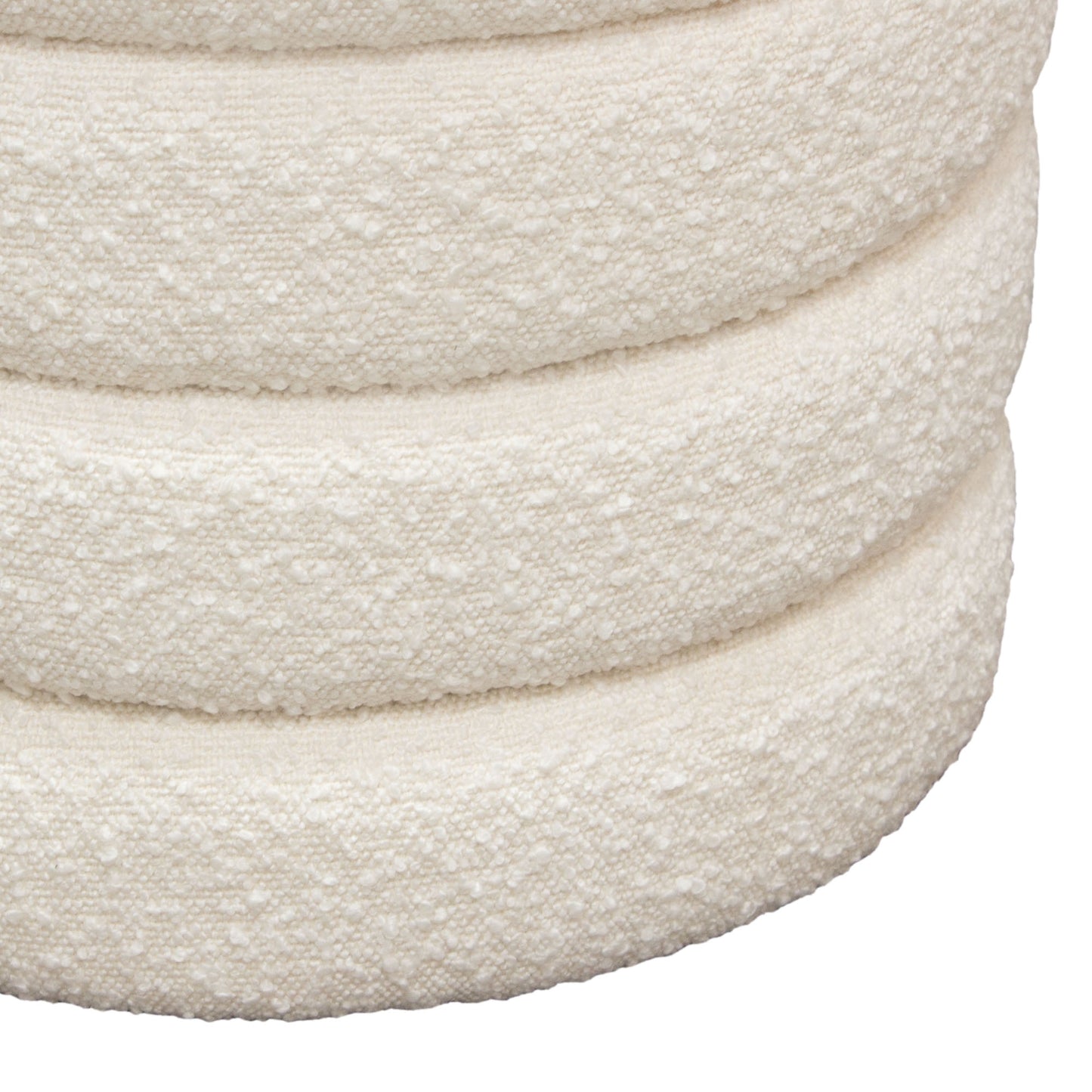 Helix Round Accent Ottoman in Ivory Boucle fabric