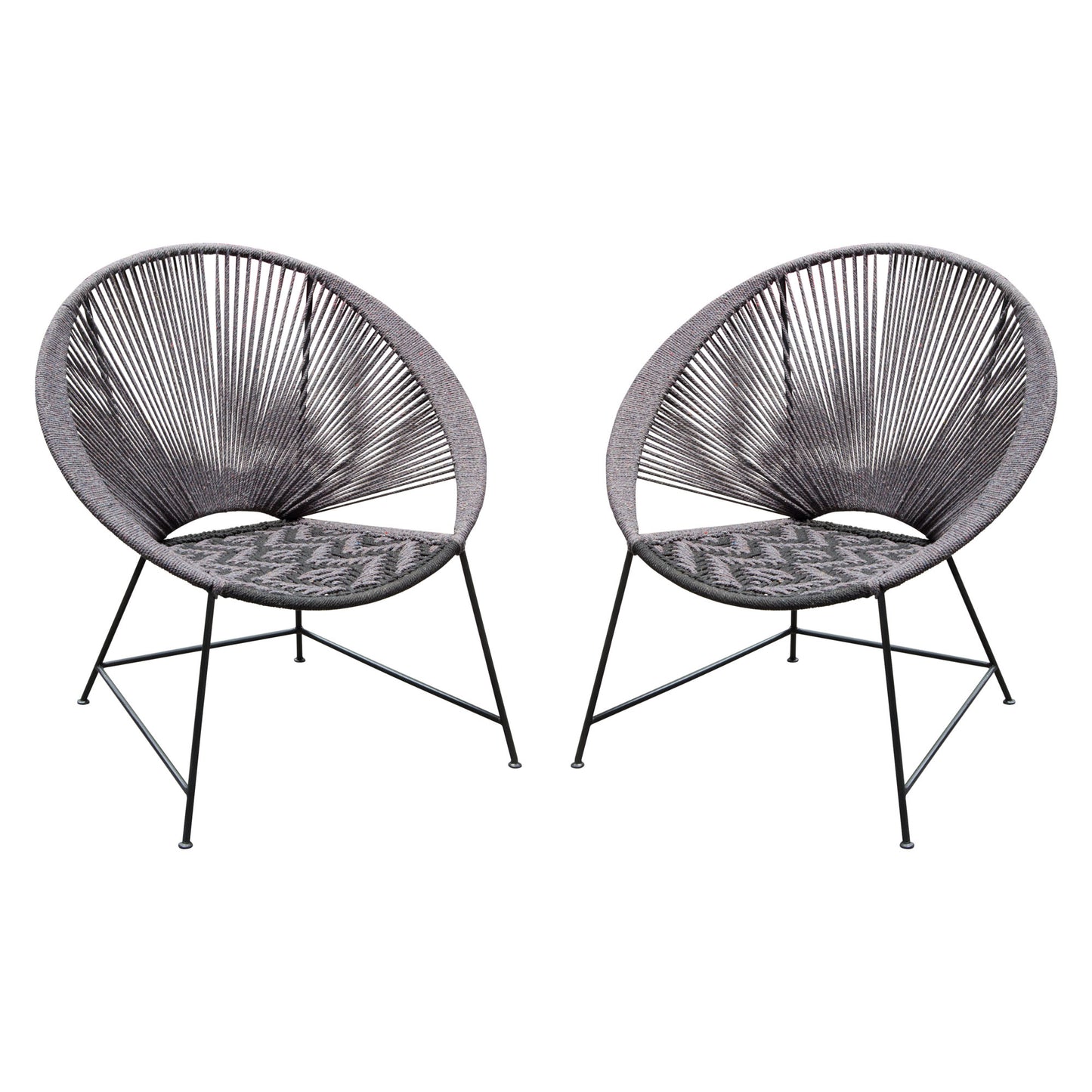 Pablo 2-Pack Accent Chairs in Black/Grey Rope