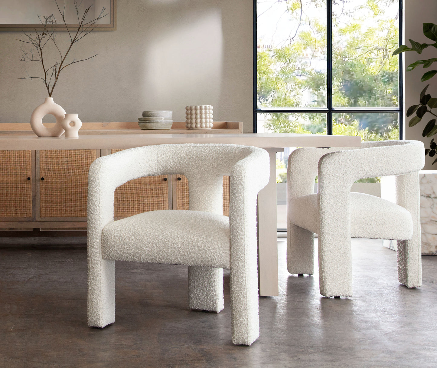 Scout Dining/Accent Chair in Ivory Boucle Fabric
