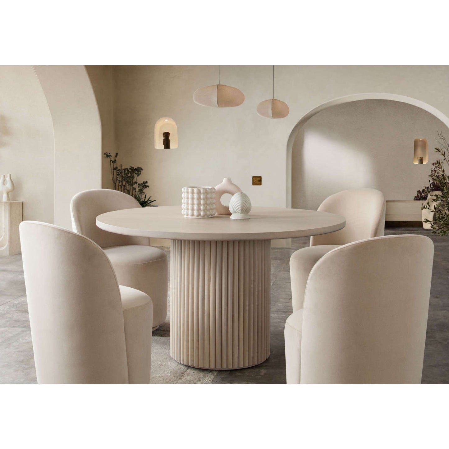 Siren 54" Round Wood Dining Table in Almond Finish