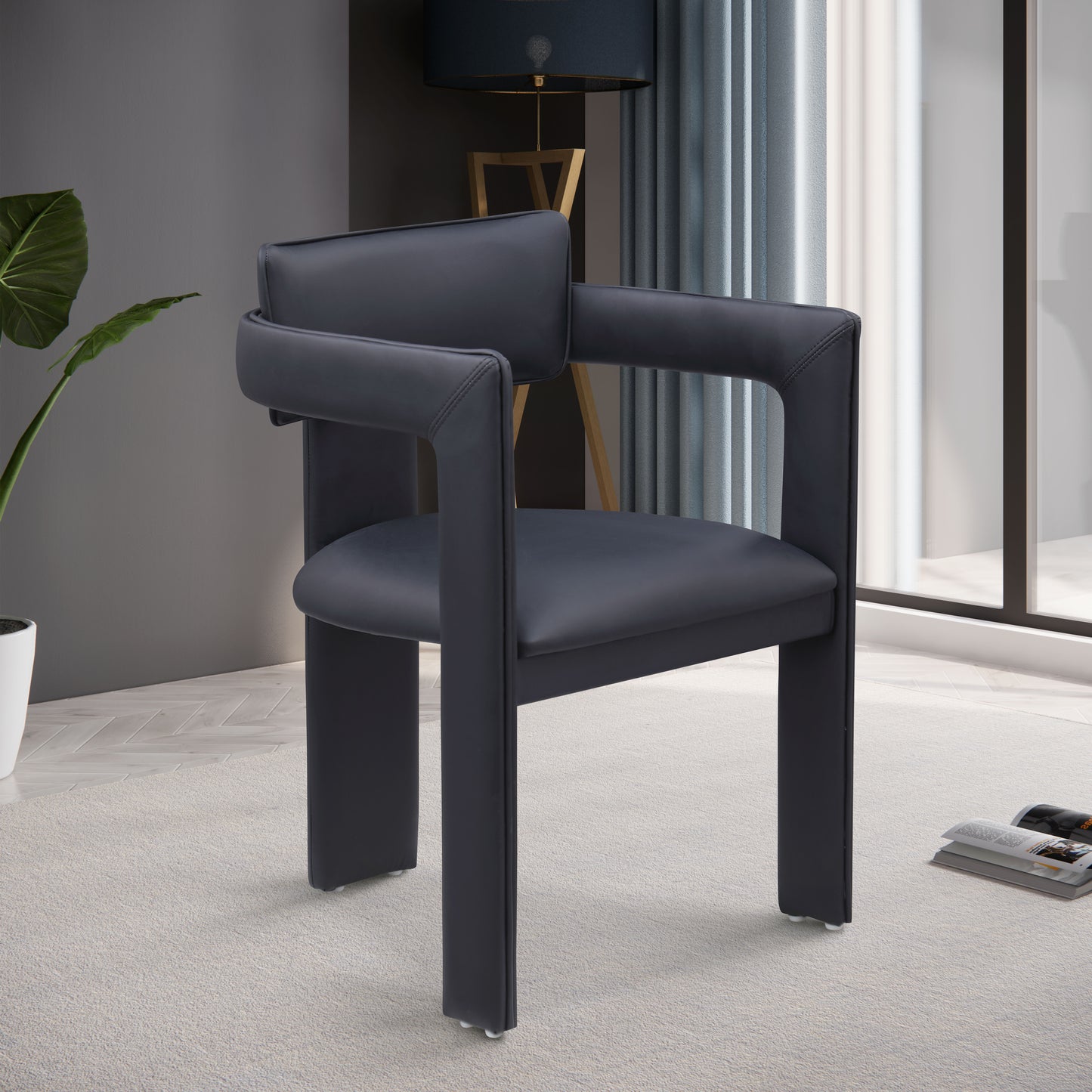 Brenda Black Vegan Leather Dining Chair