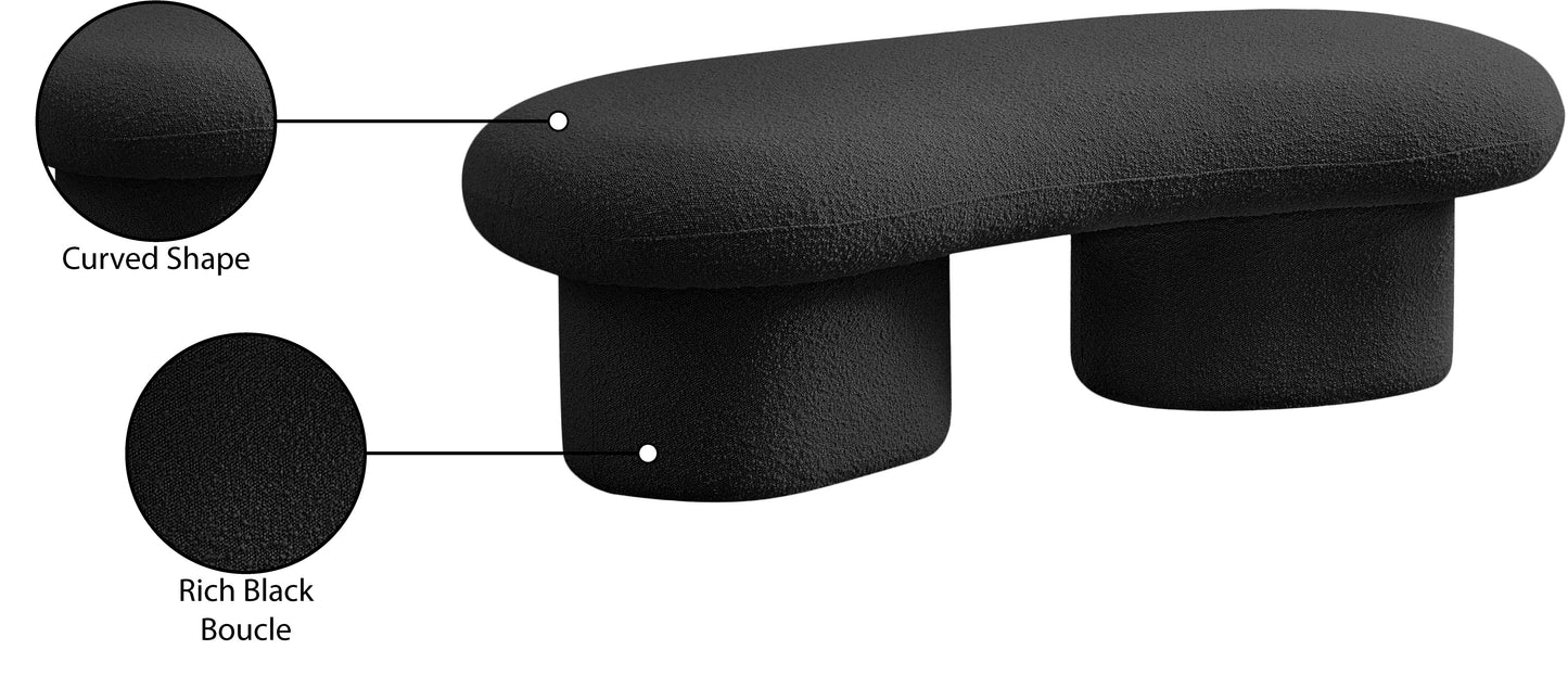 Luka Black Boucle Fabric Bench