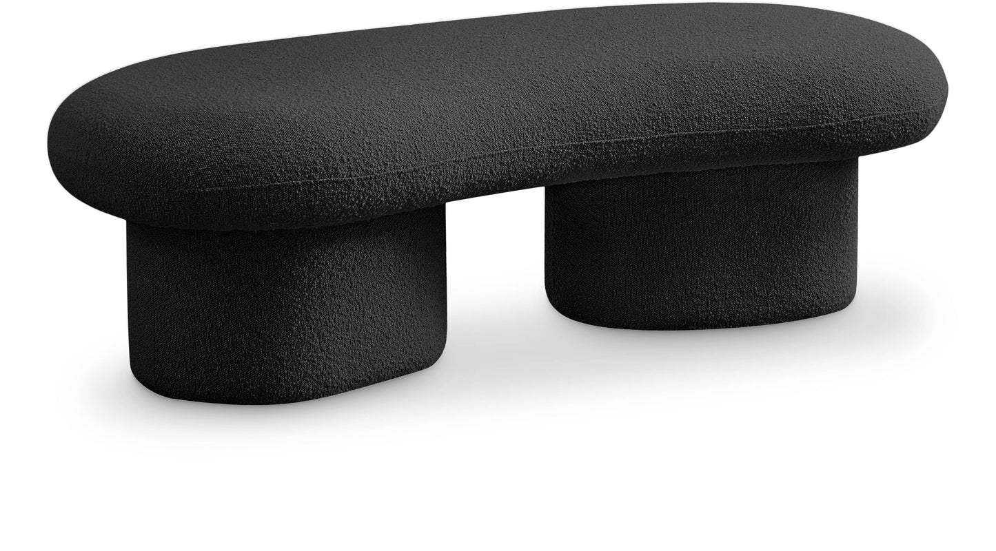 Luka Black Boucle Fabric Bench