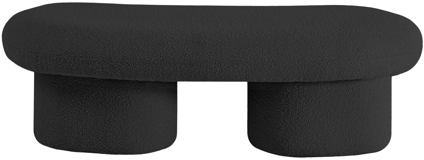 Luka Black Boucle Fabric Bench