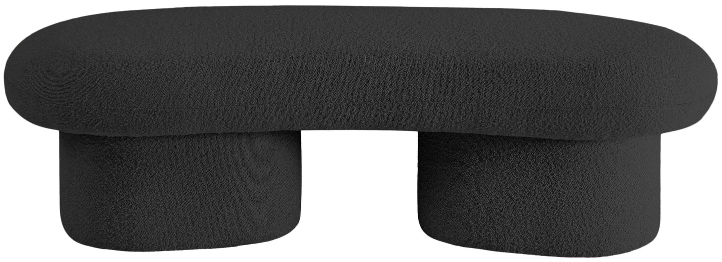 Luka Black Boucle Fabric Bench