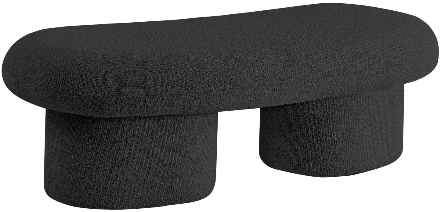 Luka Black Boucle Fabric Bench