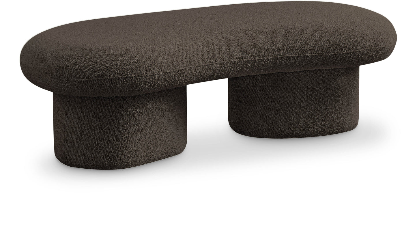 Luka Black Boucle Fabric Bench