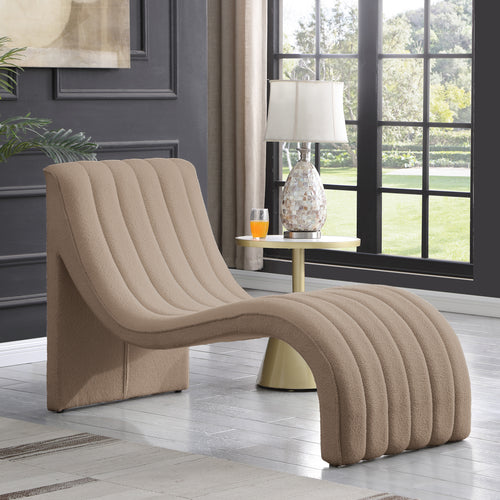 Orian Beige Teddy Fabric Chaise