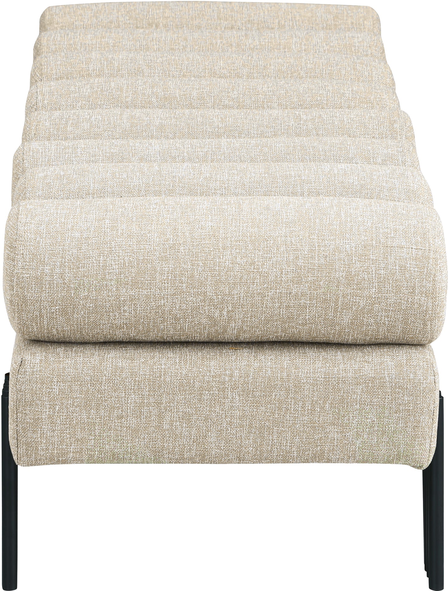 Akeela Beige Linen Textured Fabric Bench