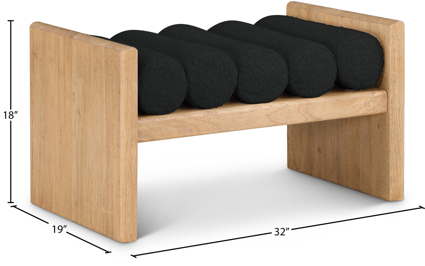 Waverly Black Boucle Fabric Bench