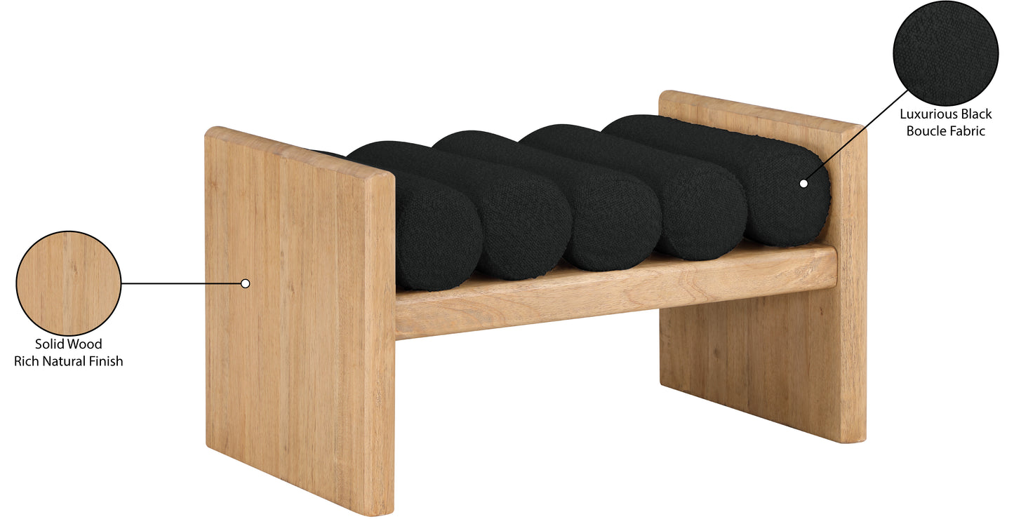 Waverly Black Boucle Fabric Bench