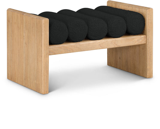 Waverly Black Boucle Fabric Bench