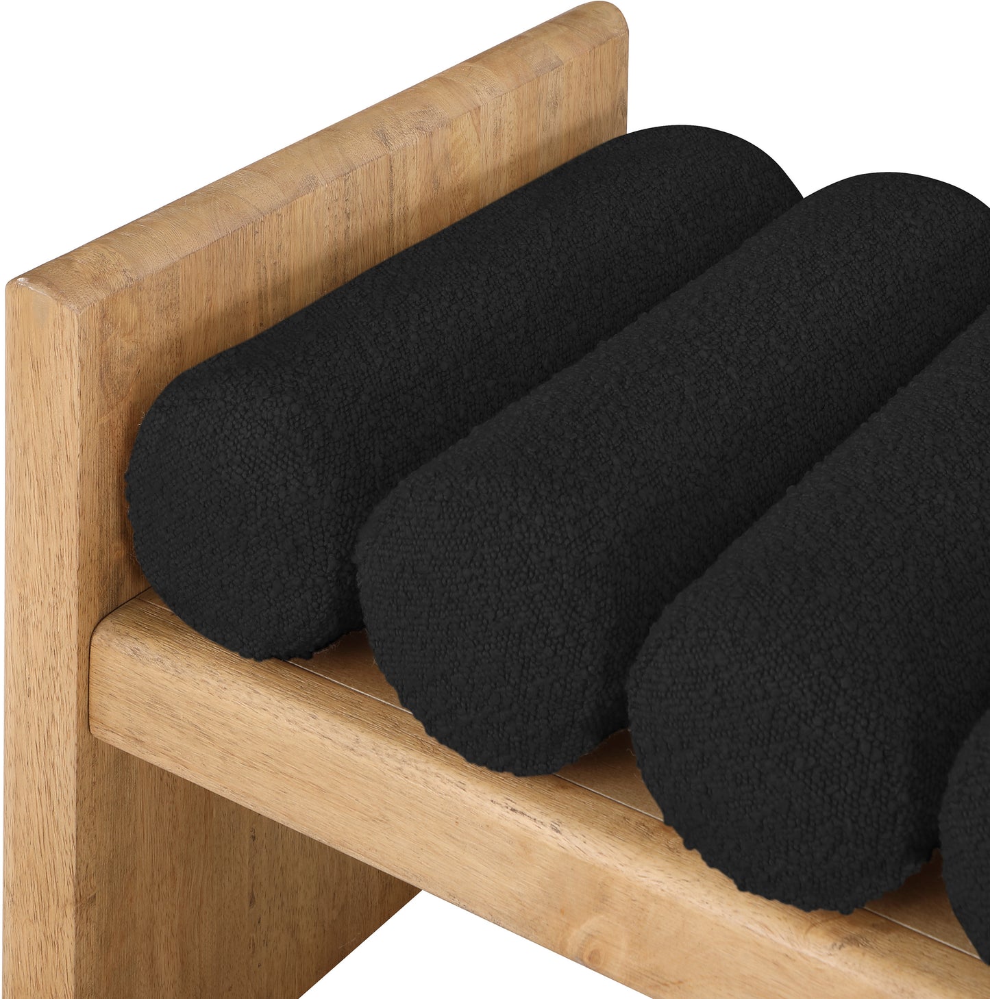 Waverly Black Boucle Fabric Bench