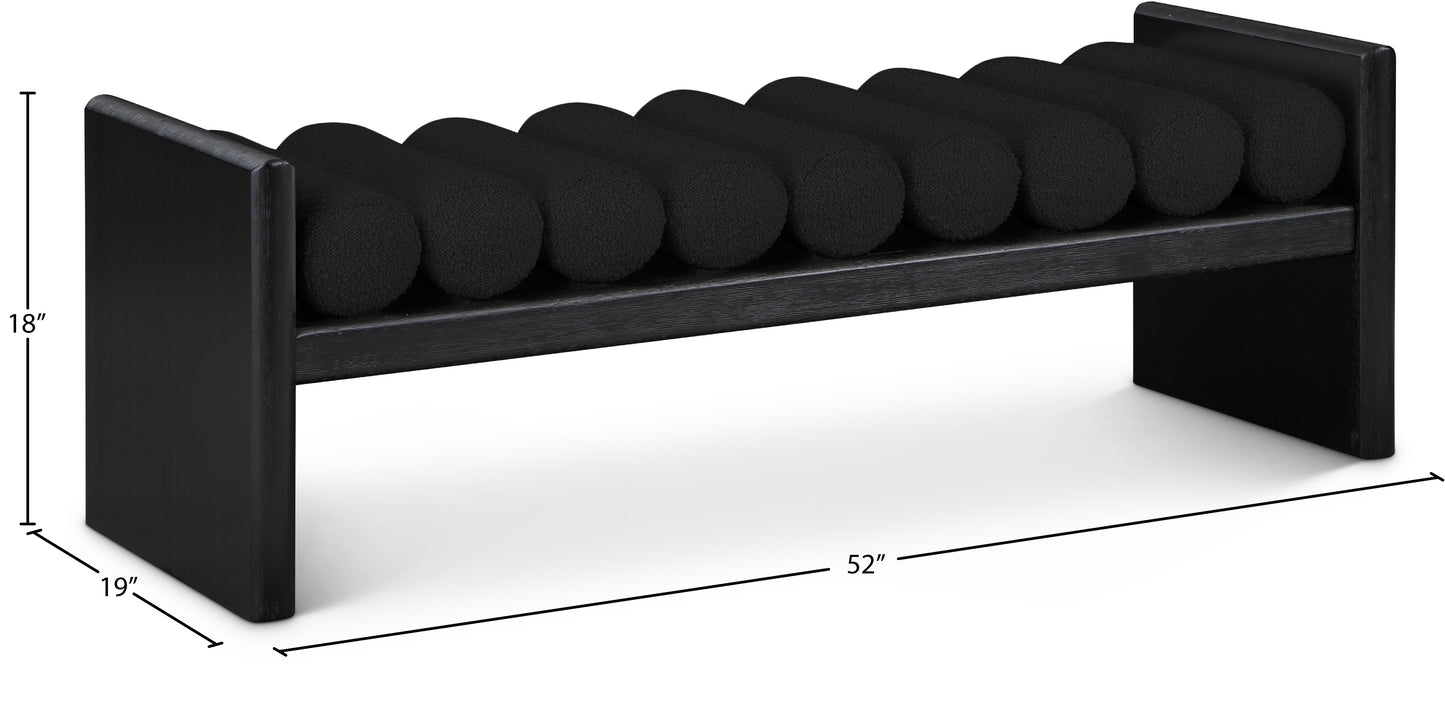 Waverly Black Boucle Fabric Bench