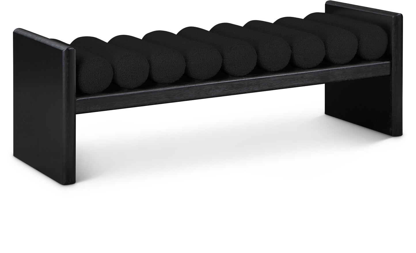 Waverly Black Boucle Fabric Bench